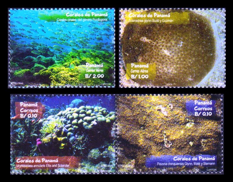 PANAMA 2001 - Corals, Marine Life, Set of 4 Stamps, MNH, S.G. 1674-1677, Cat. £ 12.00