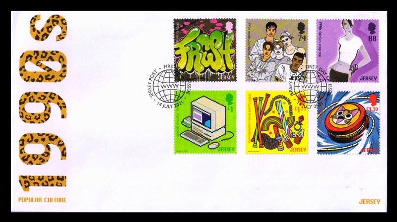JERSEY 2021 - Popular Culture (5th Series),  Hip Hop, Fashion, Food, The 1990s, Set of 6 Stamps on First Day Covers, Face Value � 6.70