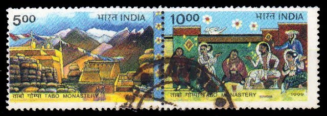 INDIA 1999 - Unity in Diversity Tabo Monastery, Se-tenant Pair Used Stamps