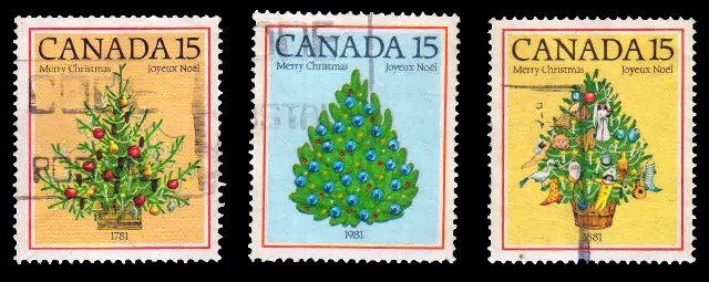 CANADA 1981 - Christmas, Tree and Flower, Set of 3 Used Stamps, S.G. 1023-1025