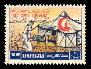 DUBAI 1963 - Centenary of Red Cross, First Aid Field Post, 1 Value MNH Stamp, S.G. 31, Cat. Value £ 2.40