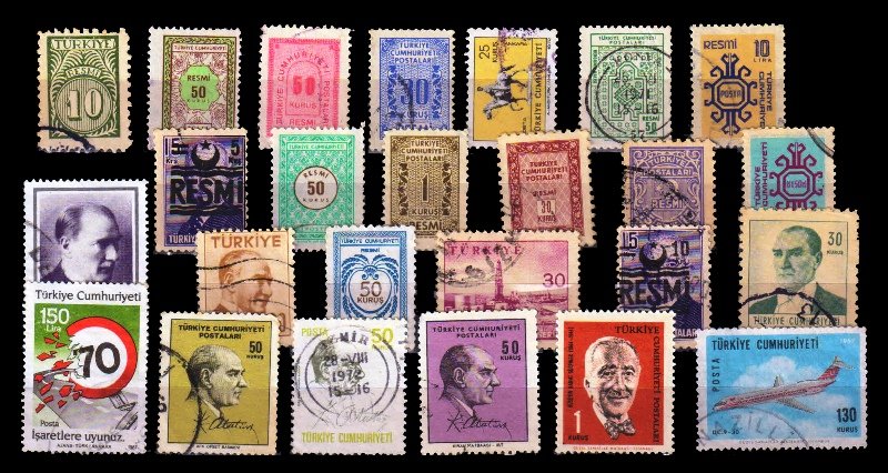TURKEY - 25 Different, Small and Large, Used Stamps