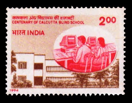 INDIA 30-11-1994, Centenary of Calcutta Blind School, 2Rs, 1 Value MNH, S.G. 1608