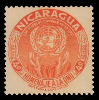 NICARAGUA 1954 - Trusting Hands and UN Emblem, 1 Value, MNH, S.G. 1203