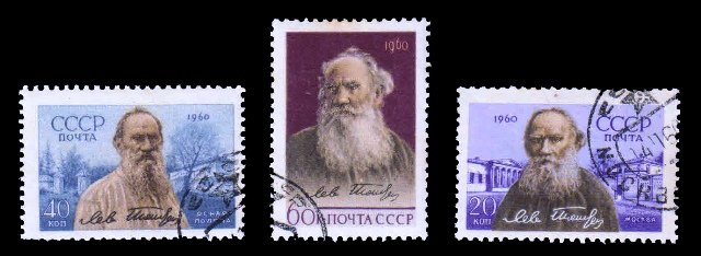 RUSSIA 1960 - 50th Death Anniversary of Leo Tolstoi (Writer), Set of 3, Used, S.G. 2502-2504
