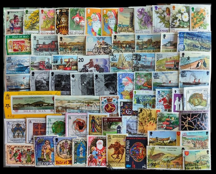 ISLE OF MAN - 140 All Different, Mostly Large Stamps