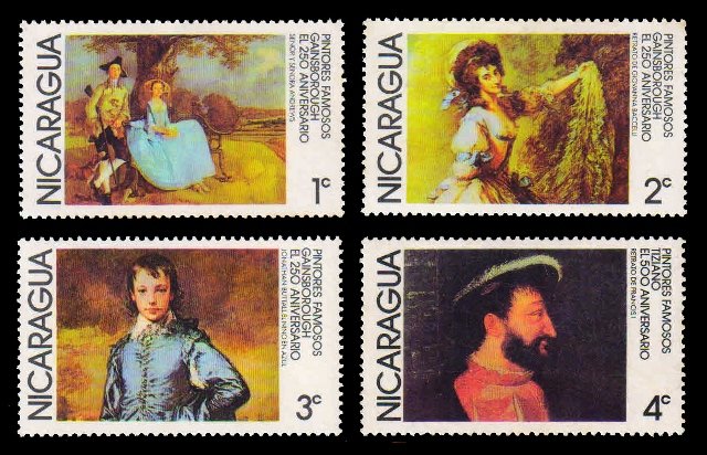 NICARAGUA 1978 - Paintings, Mr and Mrs Andrews, Blue Boy, Set of 4, MNH, S.G. 2136-2139