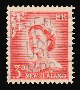 NEW ZEALAND 1953 - 3d, Red, Queen Elizabeth, Watermark Inverted, 1 Value, Used, S.G. 727w