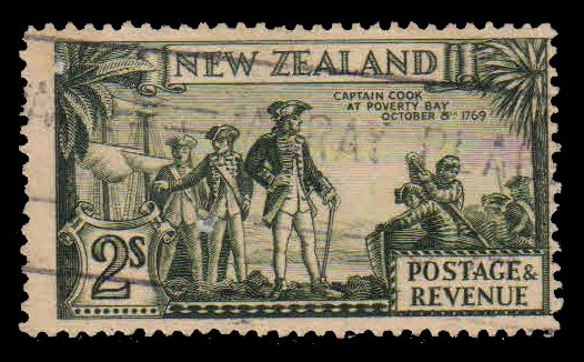 NEW ZEALAND 1935 - Caption Cook at Poverty Bay, Boat, 1 Value, Used, Perf 14*13½, S.G. 589e