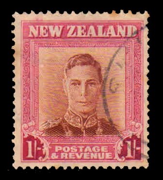 NEW ZEALAND 1947 - King George VI, 1s. Red Brown and Carmine, Watermark Side Ways, Used, S.G. 686