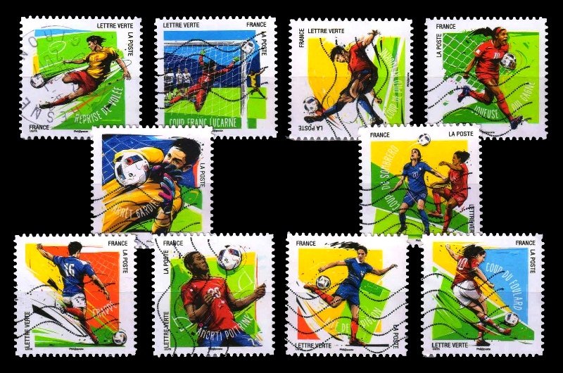 FRANCE 2016 - Ten Favourite Football Gestures, Set of 10, Used, S.G. 5977-5986, Cat. Value � 47.50