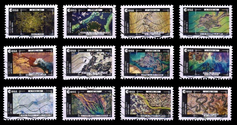 FRANCE 2018 - Earth Seen From the International Space Station, Melting Glaciers in Himalaya, Set of 12, Used, Cat. Value � 42