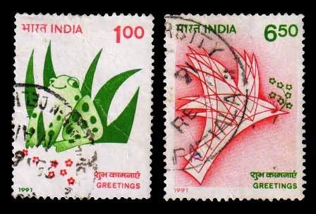 INDIA 1991 - Greeting Stamps, Se-tenant Issue, Set of 2, Used Stamps