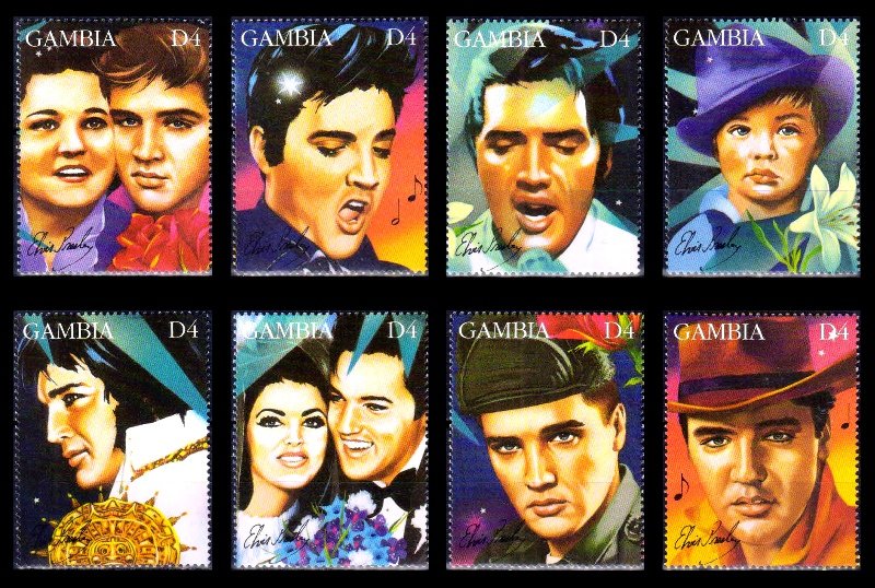 GAMBIA 1995 - 60th Birth Anniversary of Elvis Presley (Singer), Set of 8, MNH, S.G. 1929-1936