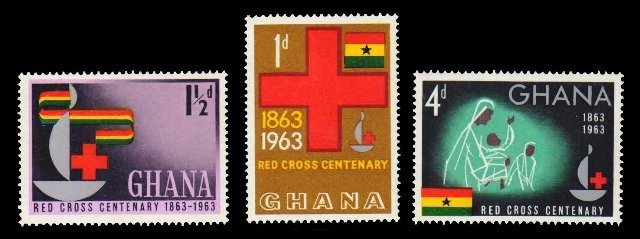 GHANA 1963 - Red Cross Centenary, Set of 3, MNH, S.G. 307-310