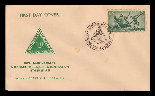 INDIA 1959 - ILO, International Labour Organisation, First Day Cover