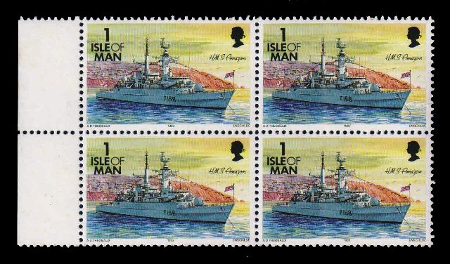 ISLE OF MAN 1993 - HMS Amazon ( Frigate) Ship, Block of 4 Stamps, MNH, S.G. 539