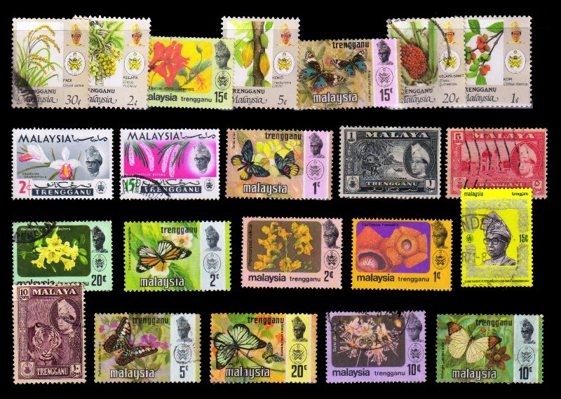 TRENGGANU (Malaysian State) - 22 Different, Large Stamps, Mint and Used Stamps