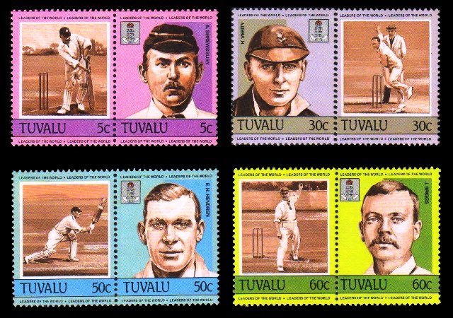 TUVALU 1984 - Cricketers, Leaders of the World, Set of 8, MNH, S.G. 281-288