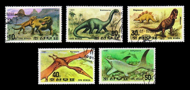 NORTH KOREA 1991 - Dinosaurs, Set of 5, Used, S.G. N3063-3067 