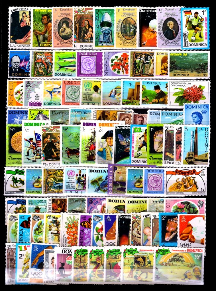 DOMINICA - 90 Different Thematic Stamps, Mostly Mint and Large