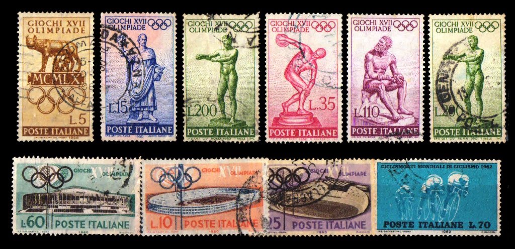 ITALY - 10 Different, Olympic, Pre 1962 Old and Used Stamps