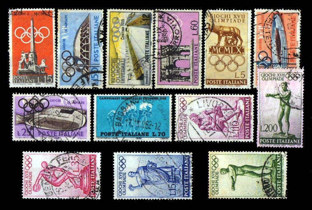 ITALY - 13 Different, Olympic, Pre 1962 Old and Used Stamps