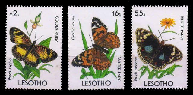 LESOTHO 1990 - Butterflies, Set of 3 Stamps, MNH, S.G. 950, 951, 954, Cat. Value � 5.50