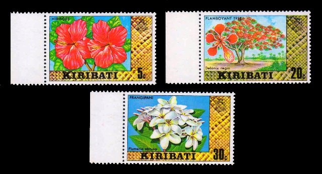 KIRIBATI 1979 - Tree, Flower, Flora, Set of 3 Stamps, MNH, S.G. 93, 95, 123