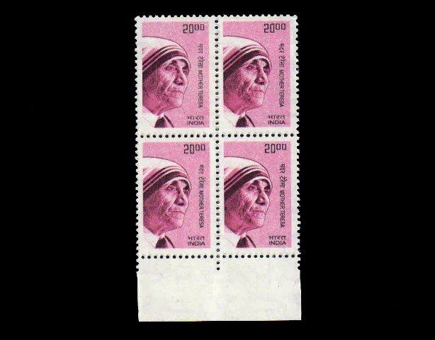 INDIA 2009 - Mother Teresa 20Rs. Block of 4, MNH, S.G. 2540, Phila India Price Rs. 250 each