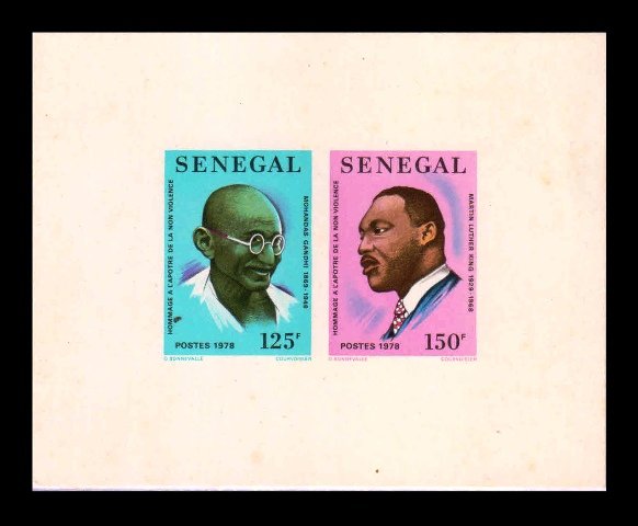 SENEGAL 1978 - Mahatma Gandhi and Martin Luther King, Deluxe Sheet, Rare Philatelic Item