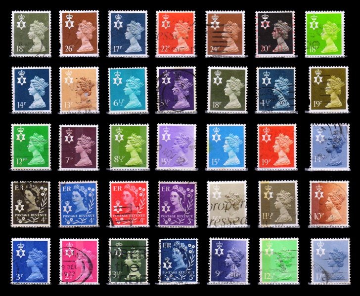 NORTHERN IRELAND (G.B. Regional Issue) 1971 - 35 Different, Used Stamps