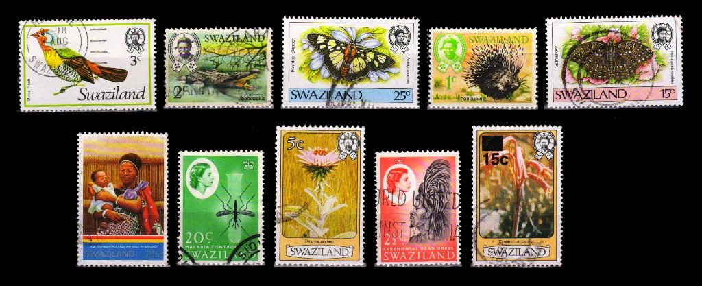 SWAZILAND - 10 Different, Large Stamps