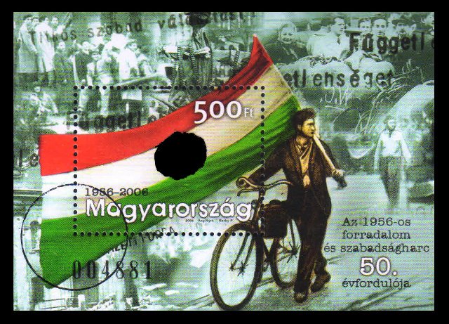 HUNGARY 2006 - 50th Anniversary of Uprising, Flag with Burn Design, SPECIMEN, M/S, S.G. MS 4973