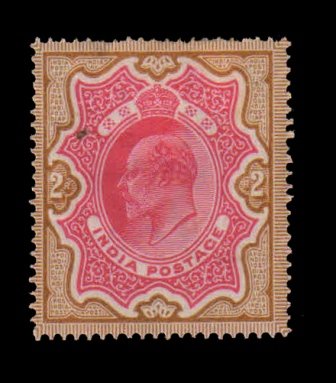 INDIA 1903 - King Edward 2Rs. Rose Red and Yellow Brown, Mint Hinged, S.G. 138, Cat. � 110