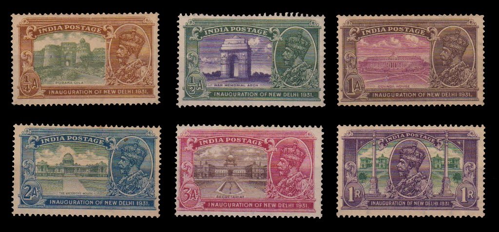 INDIA 1931 - Inauguration of New Delhi, King George V, Set of 6, Mint Hinged