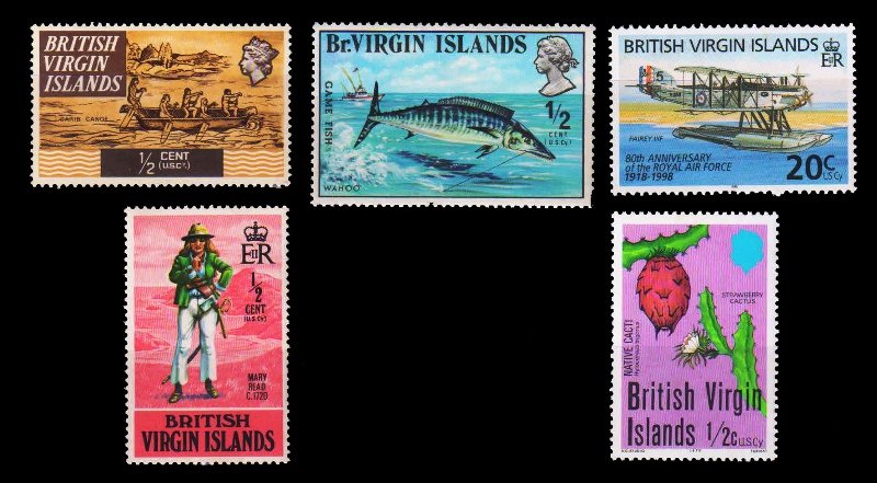 BRITISH VIRGIN ISLANDS - 5 Different, Thematic Stamps, Mint
