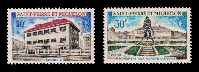 ST. PIEREE ET MIQUELON 1969 - Public Buildings and Monument, Architecture, Set of 2 Stamps, MNH, S.G. 461-463, Cat. � 11.25