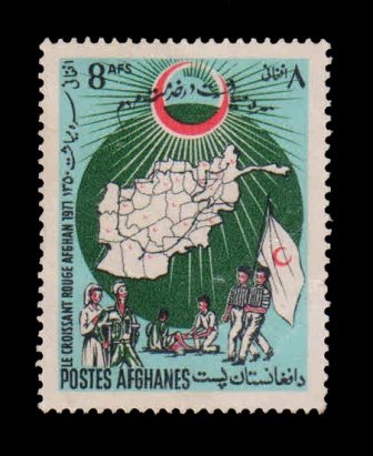 AFGHANISTAN 1971 - Map, Nurse, Patients, Medical, Red Crescent, 1 Value, Used, S.G. 718