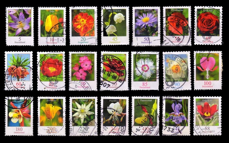 GERMANY 2005 - 21 Different. Flower. Tulip. Rose. Flora. Used Stamps