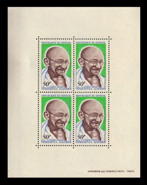 SENEGAL 1969 - Birth Centenary of Mahatma Gandhi, Sheet of 4 Stamps, MNH, S.G. 405