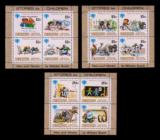 PENRHYN 1979 - International Year of Child, Children Stories by Wilhelm Busch, Set of 12 Stamps, MNH, S.G. 133-144