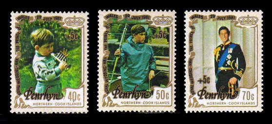 PENRHYN ISLAND 1981 - Royal Wedding, Prince Charles, International Year of Disabled Persons, Set of 3, MNH, S.G. 229-231