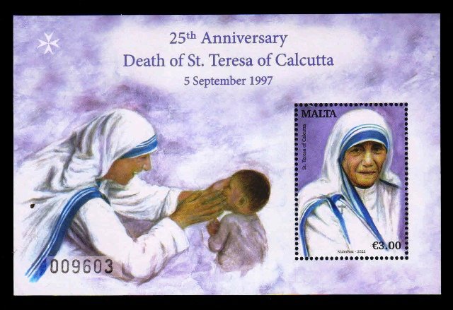MALTA 2022 - 25th Death Anniversary of Mother Teresa Miniature Sheet, MNH Stamp