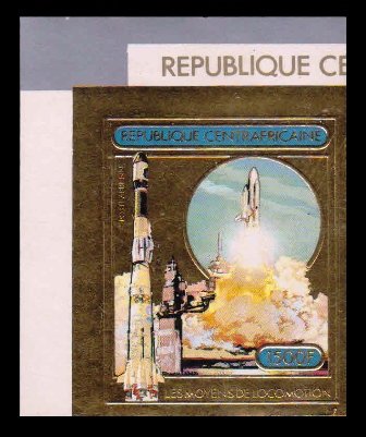 CENTRAL AFRICAN REPUBLIC 1982 - Space Resources, GOLD Foil Stamp, Imperf 1 Value Stamp
