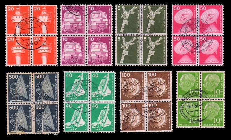 GERMANY 1975 - Thematic Used Blocks, Industry and Technology, 8 Different Blocks