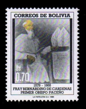 BOLIVIA 1988 - Bernaardino De Cardenas (1st Bishop of La Paz), 1 Value MNH Stamp, S.G. 1170