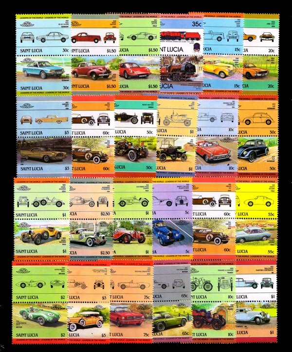 ST. LUCIA - 48 Different, Automobile, Cars Stamps, Only Mint Stamps