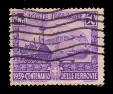 ITALY 1939 - Centenary of Italian Railways, Steam Locomotive, 1 Value Used Stamp, S.G. 551