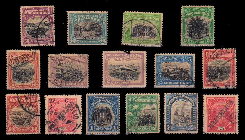 MOZAMBIQUE COMPANY - 15 Different Old and Used Stamps, Pre 1930 Issues Mostly Thematic, Rare Stamps